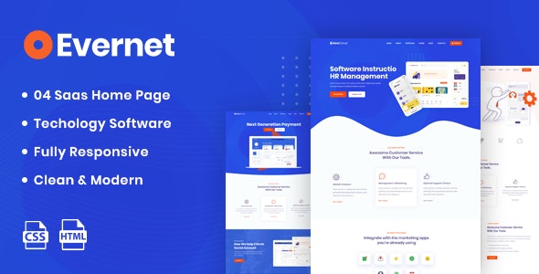 Evernet v1.0 – HTML5 Template for Software, Startup & Agency