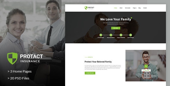 Protact – Insurance Agency & Business PSD Template