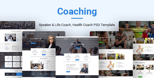 Coaching v1.0 – Speaker & Life Coach, Health Coach PSD Templates