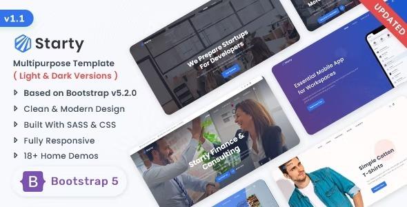Starty Nulled v1.1.0 – Multipurpose Bootstrap 5 Landing Template Free Download